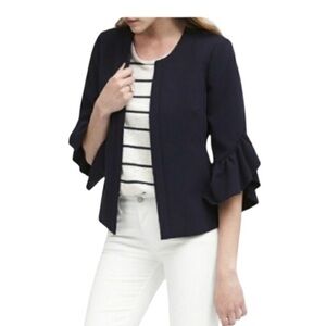 Banana Republic Midnight Blue Ruffle Blazer
